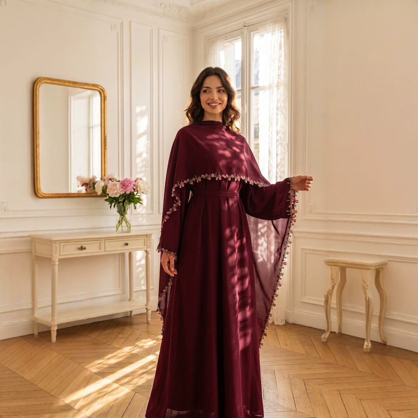 Embroidery Kebaya - Abayas Elegantes com Bordado, Vestido Hijab,