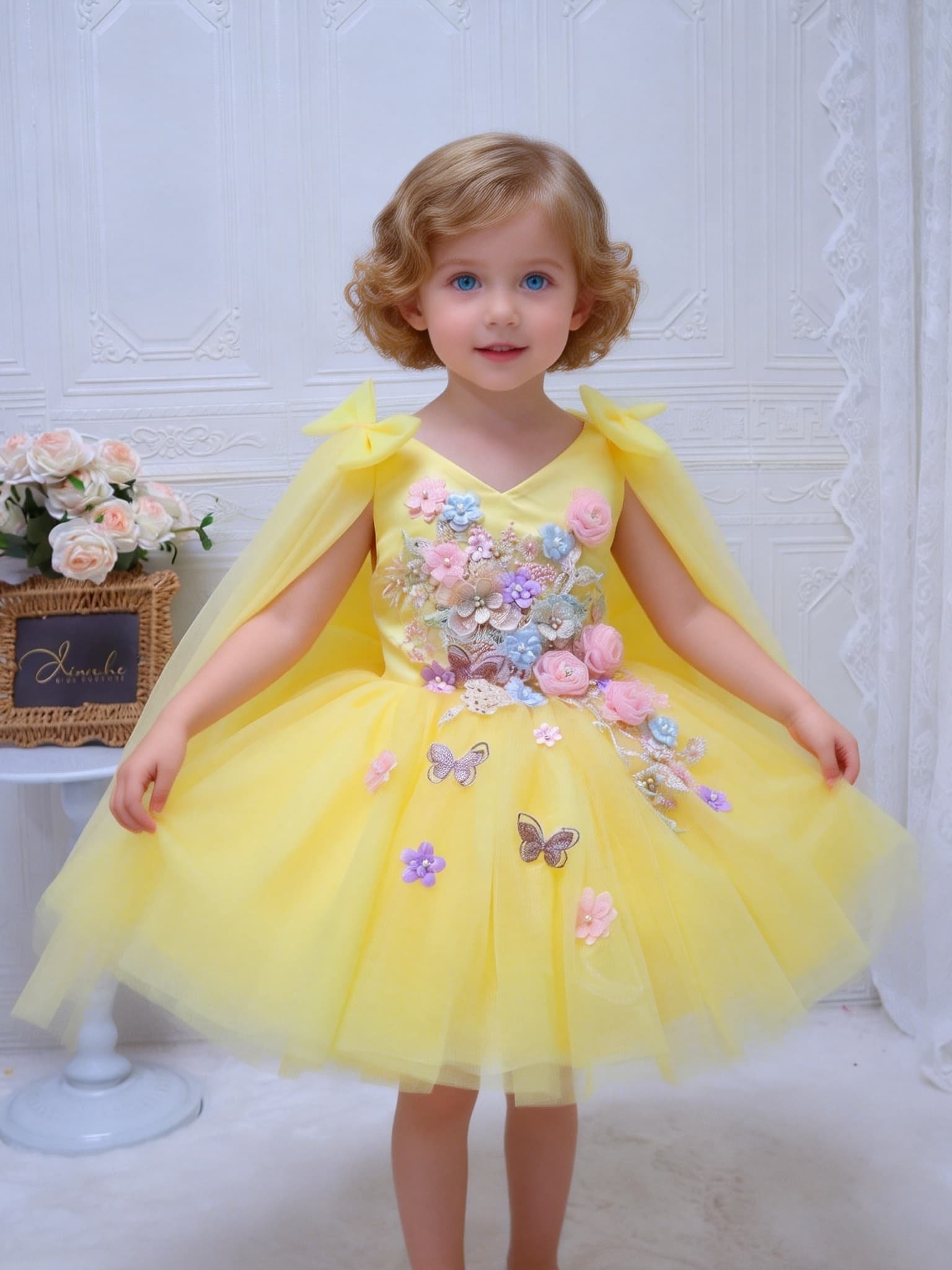 Embroidery Yellow Dress - Vestido de Luxo Personalizado para Mulheres,