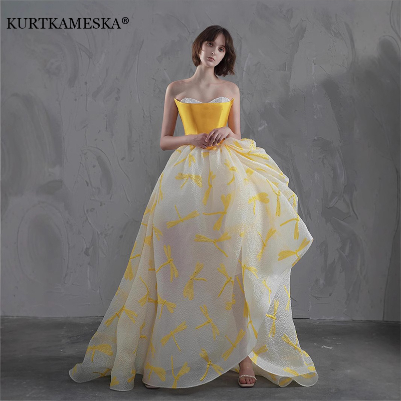 Vestido de Festa Longo Elegant - Embroidery Yellow Dress avaliação e preço
