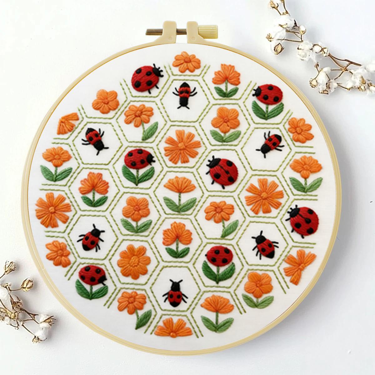 1 unidade Kit de Bordado DIY p - Embroidery Lady Bug avaliação e preço