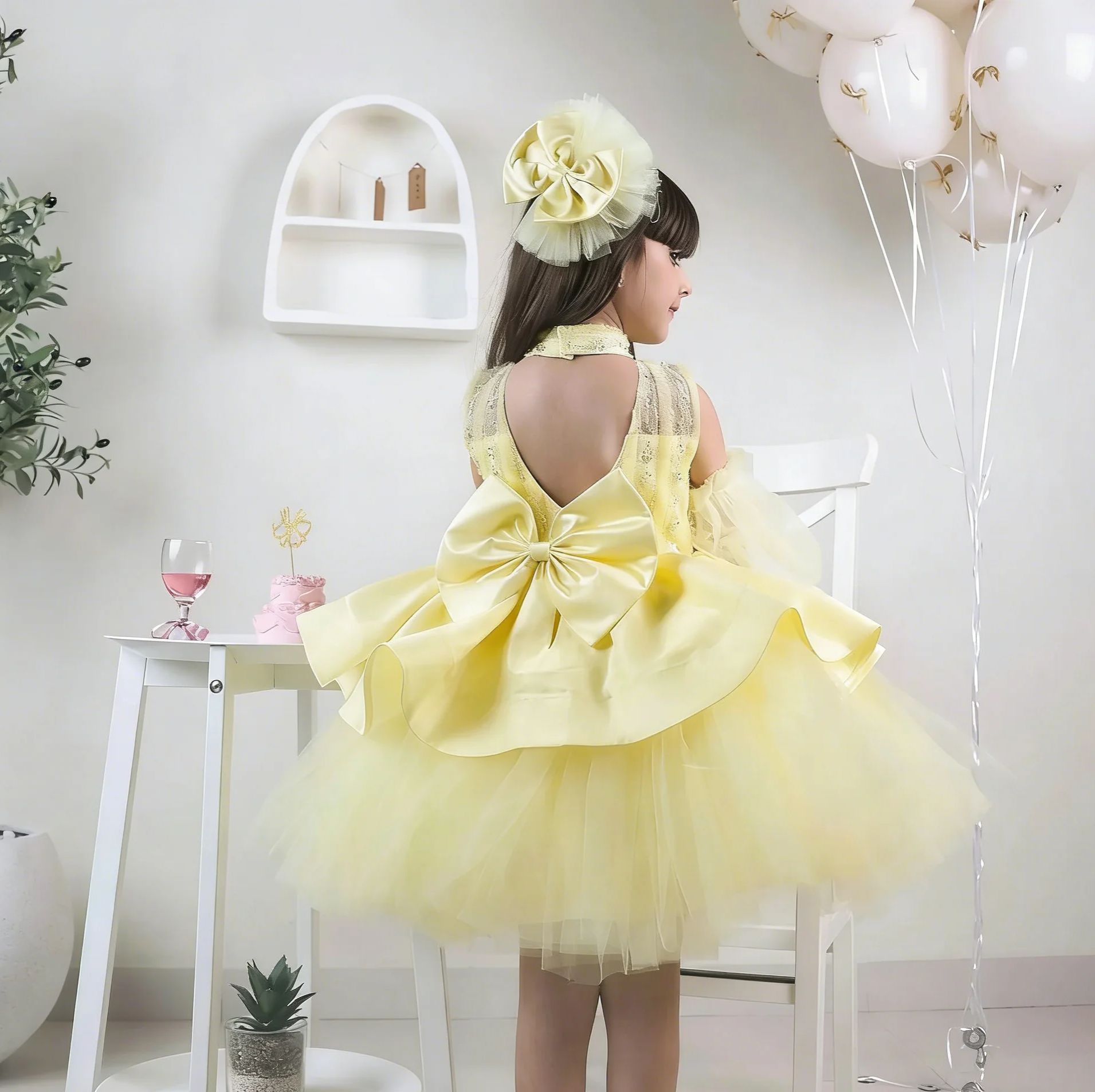 Vestidos de menina de flor ama - Embroidery Yellow Dress avaliação e preço